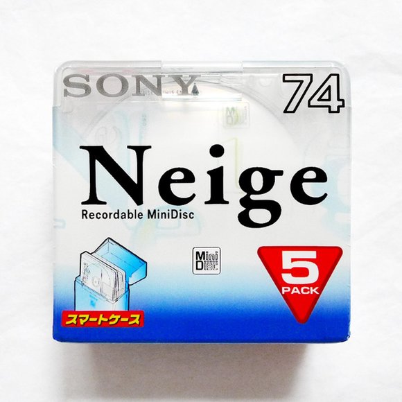 NEW SONY NEIGE 74 5 Pk Blank Recordable MiniDiscs/MD + Flip Top Case MDW74NE - Picture 1 of 2